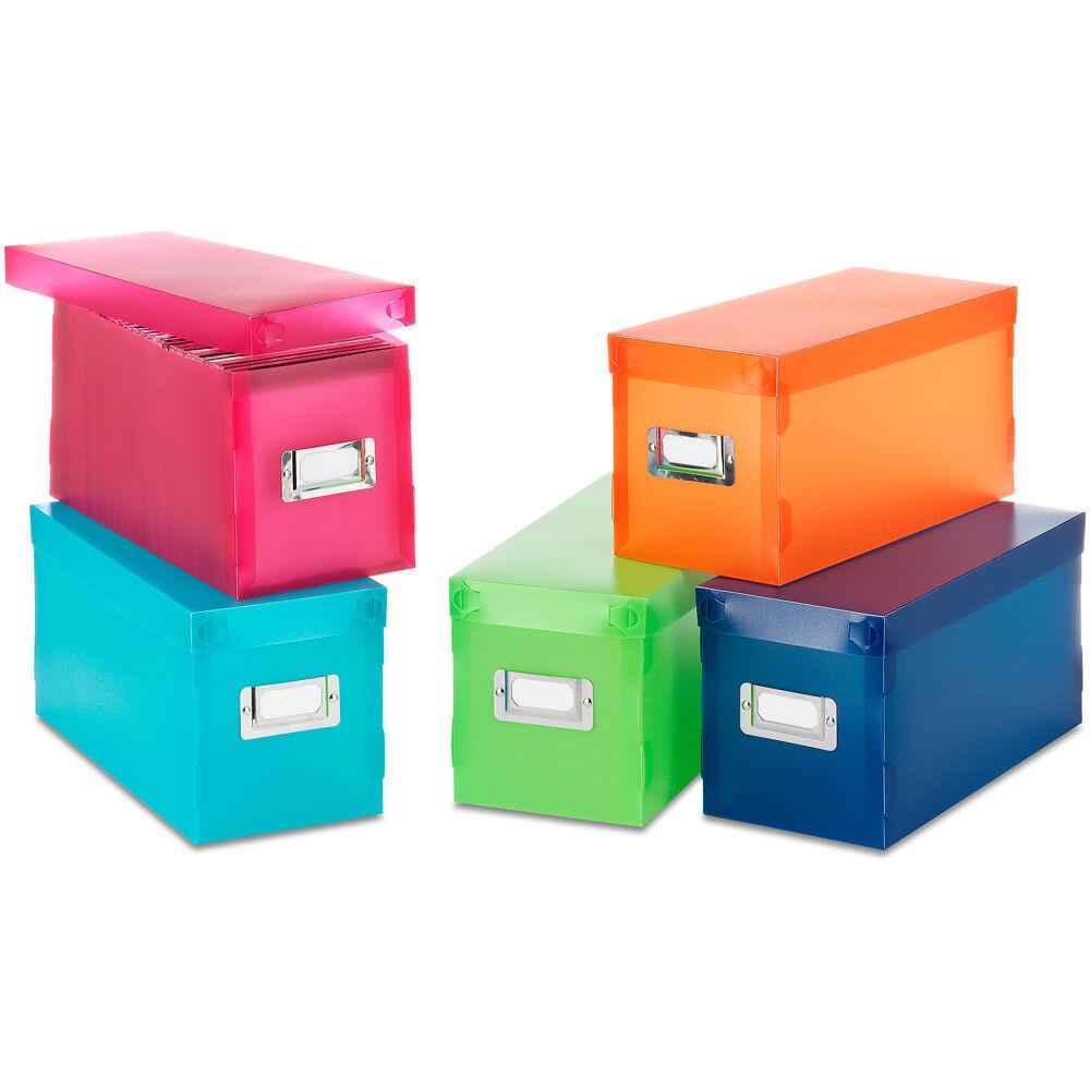 WHITMOR Set of 5 Plastic Storage Boxes in Various Colors