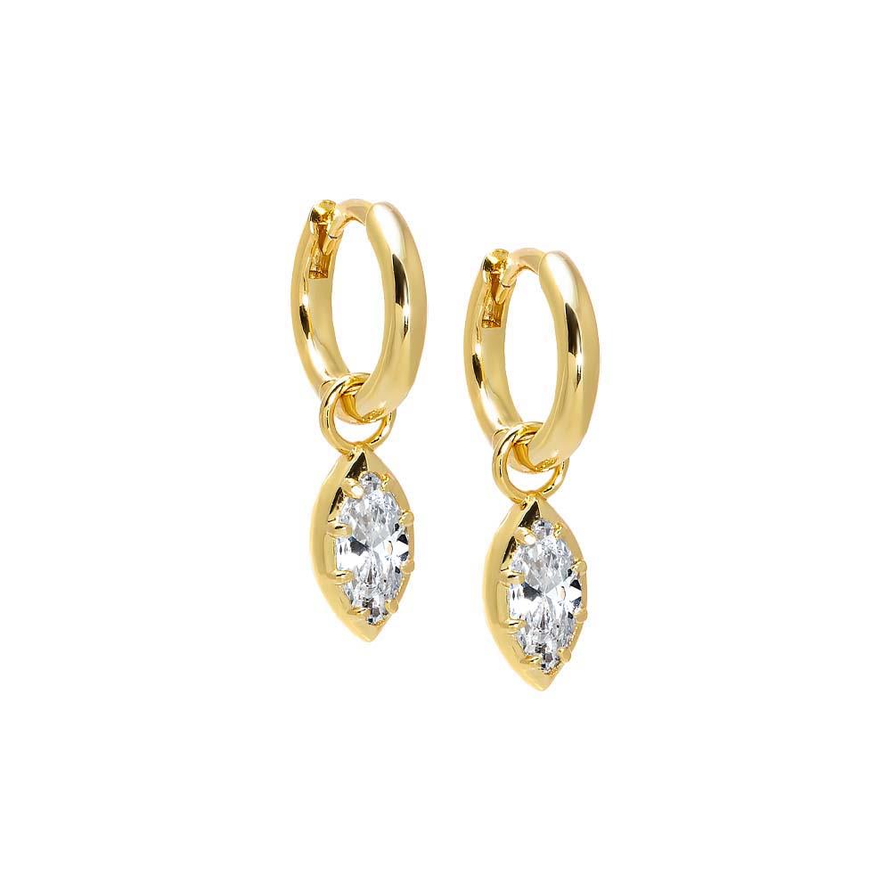 Adina Eden Marquise Bezel Dangling Huggie Earring