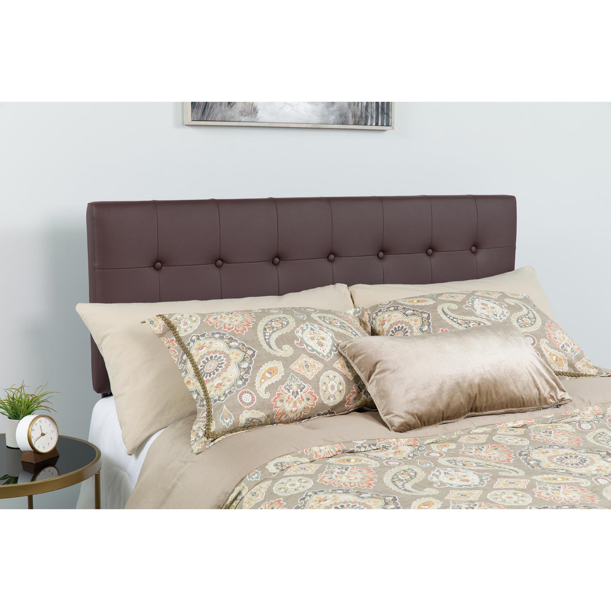 Flash Furniture Button Tufted Upholstered King Size Headboard in Black Vinyl