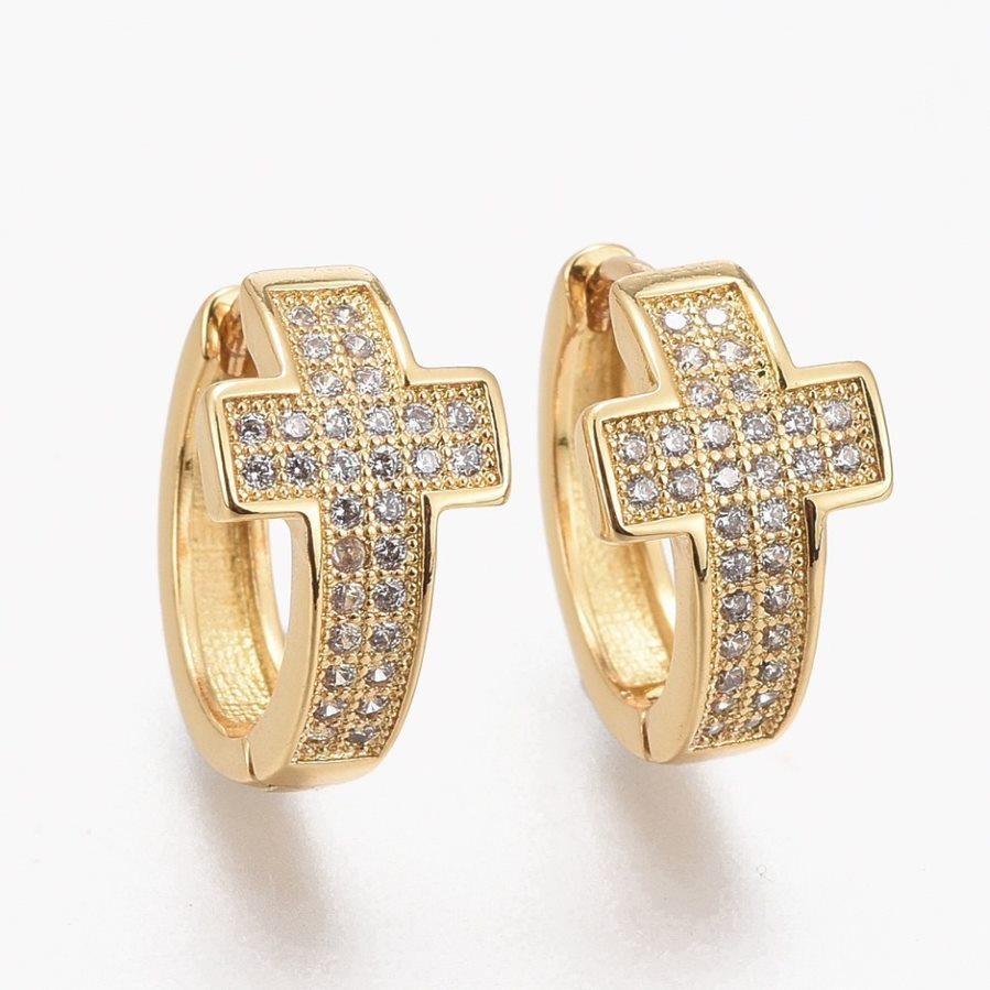 DKD Cross Micro Pave Huggie Earrings