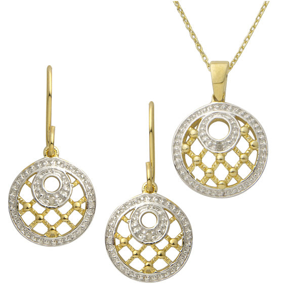 Jilco Inc Diamond Earring and Necklace Set
