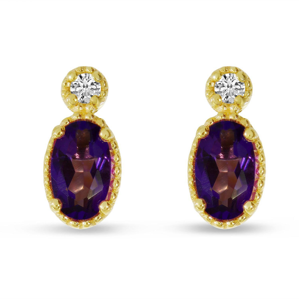 Distinctive 14K Yellow Gold Oval Emerald Millgrain Birthstone Earrings