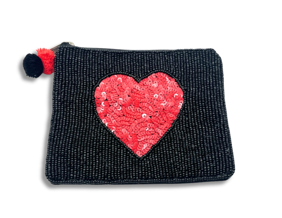 DKD Heart Beaded Coin Purse