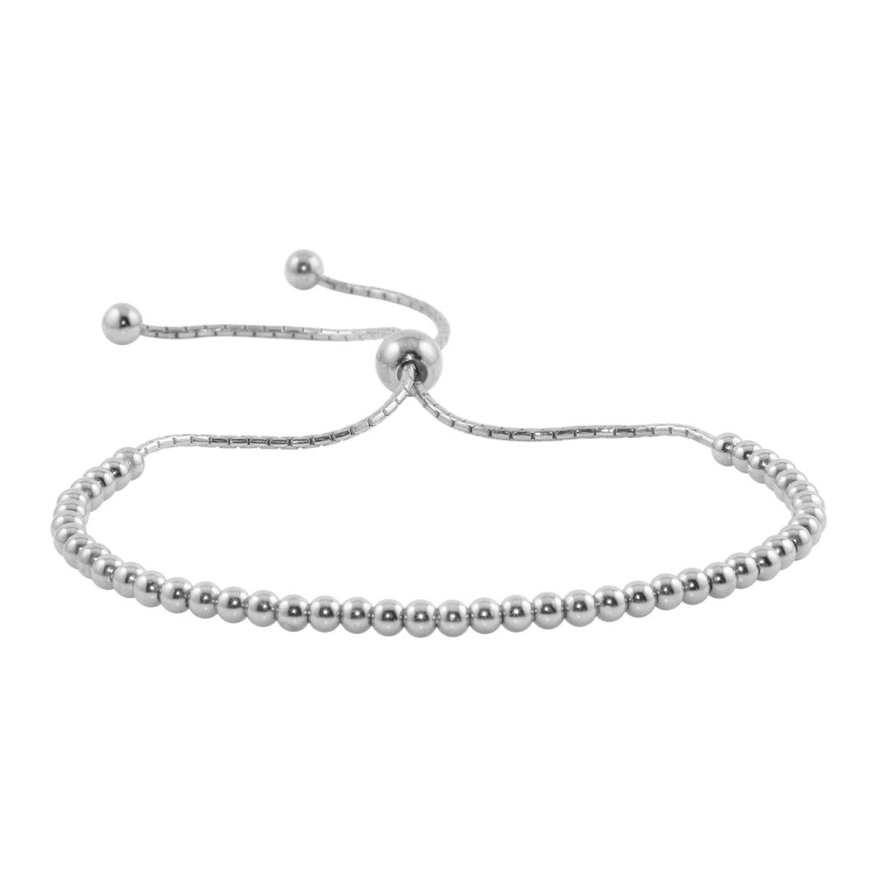 PARIKHS Rhodium Plated Beaded Lariat Bracelet in 925 Sterling Silver