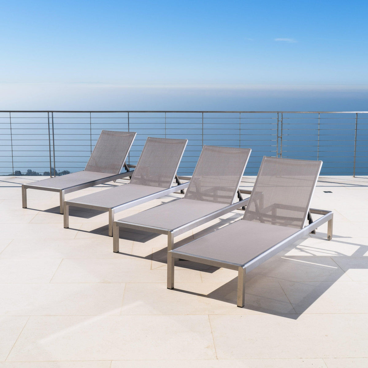 Stark Home Cape Coral Outdoor Mesh Chaise Lounge Set (4)