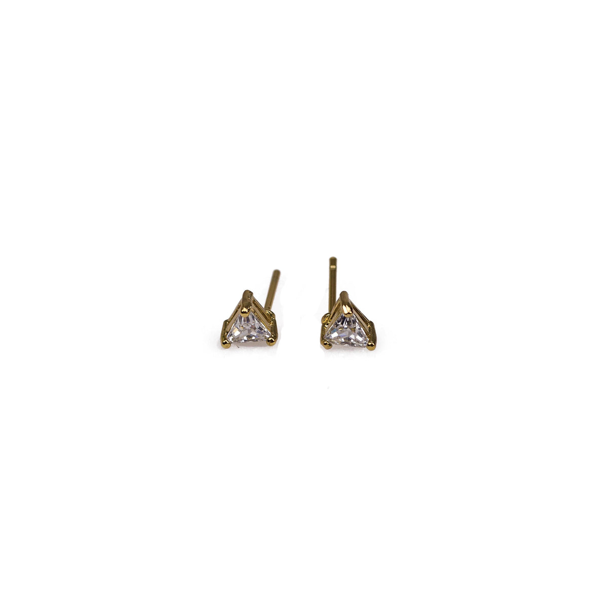 Completely Bella 18K Gold Plated CZ Triangle Stud Earrings
