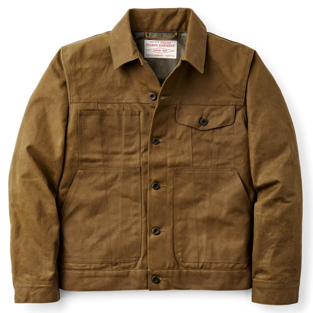 Filson Men's Tin Cloth Short Lined Cruiser Jacket-Dark Tan-MD
