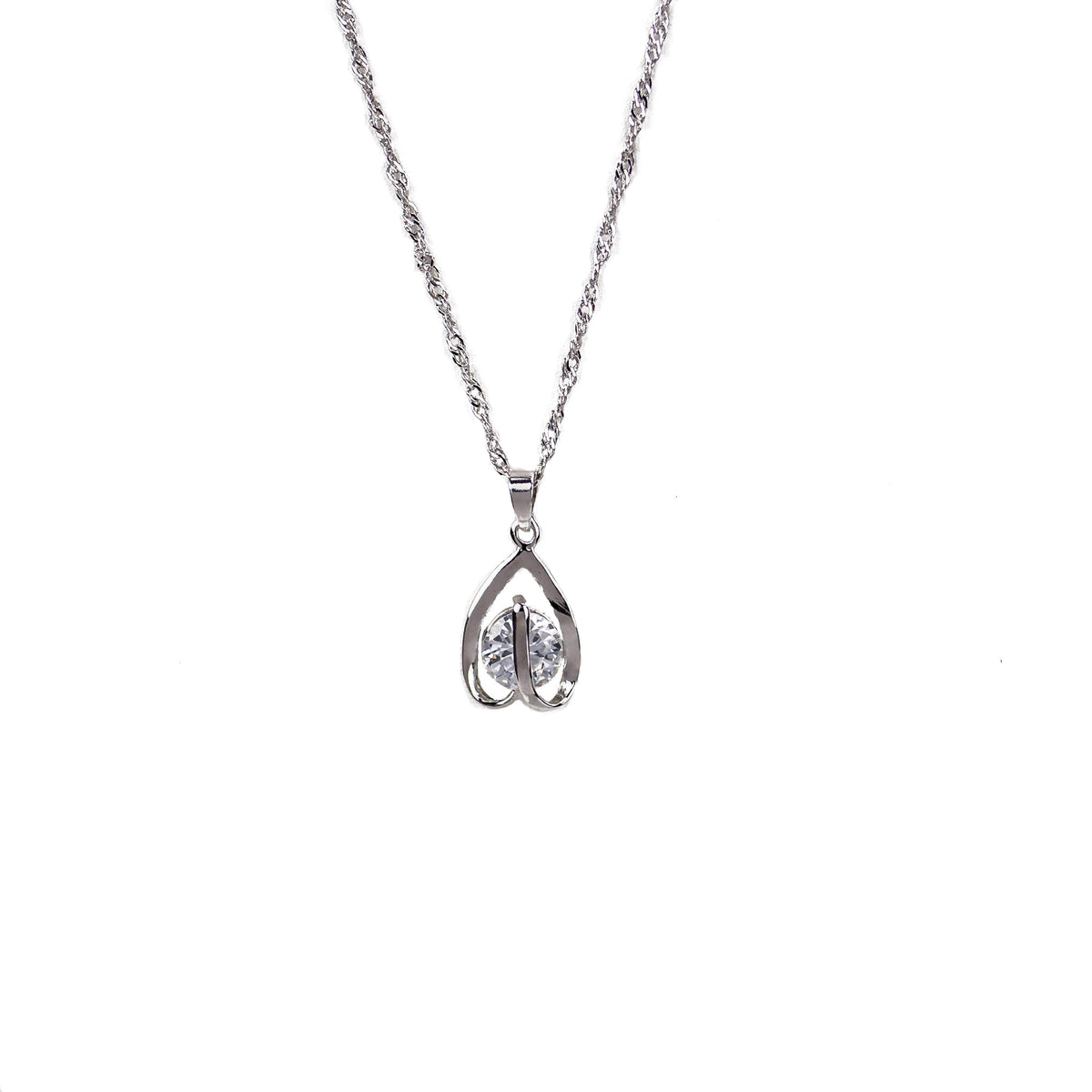 Completely Bella Inverted Heart and CZ Necklace