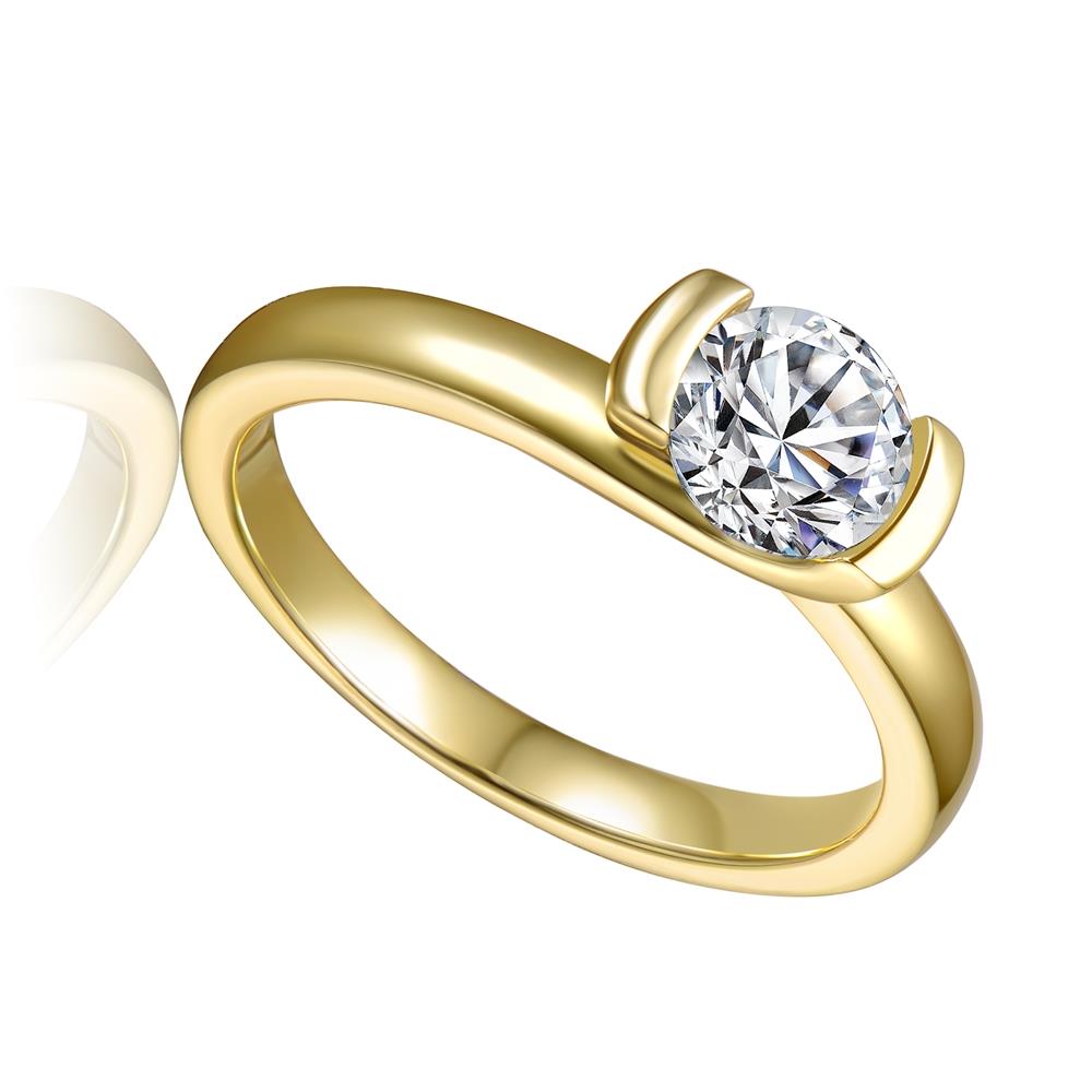 GENEVIVE 14K Yellow Gold Plated Solitaire Ring Size 7