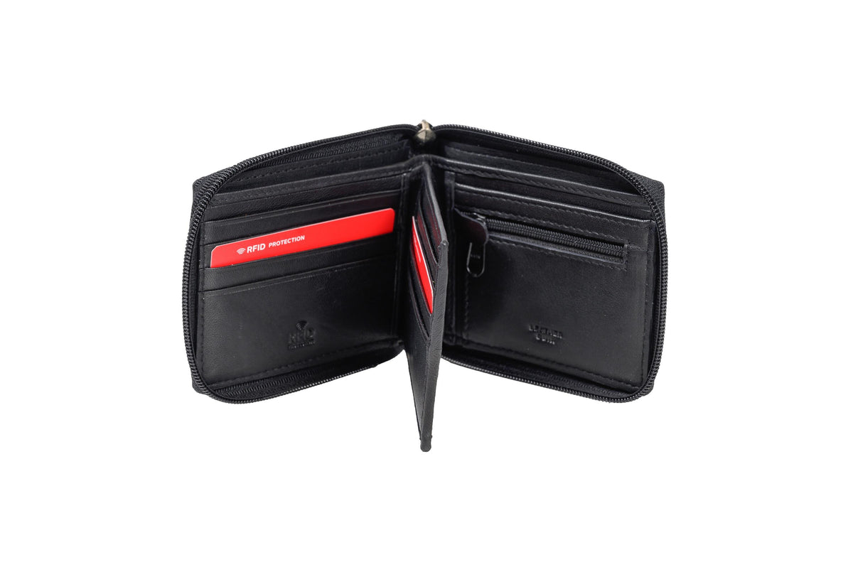 Champs Luggage Men's Center Wing Zip-Around Wallet Size 4.5"x3.5"x