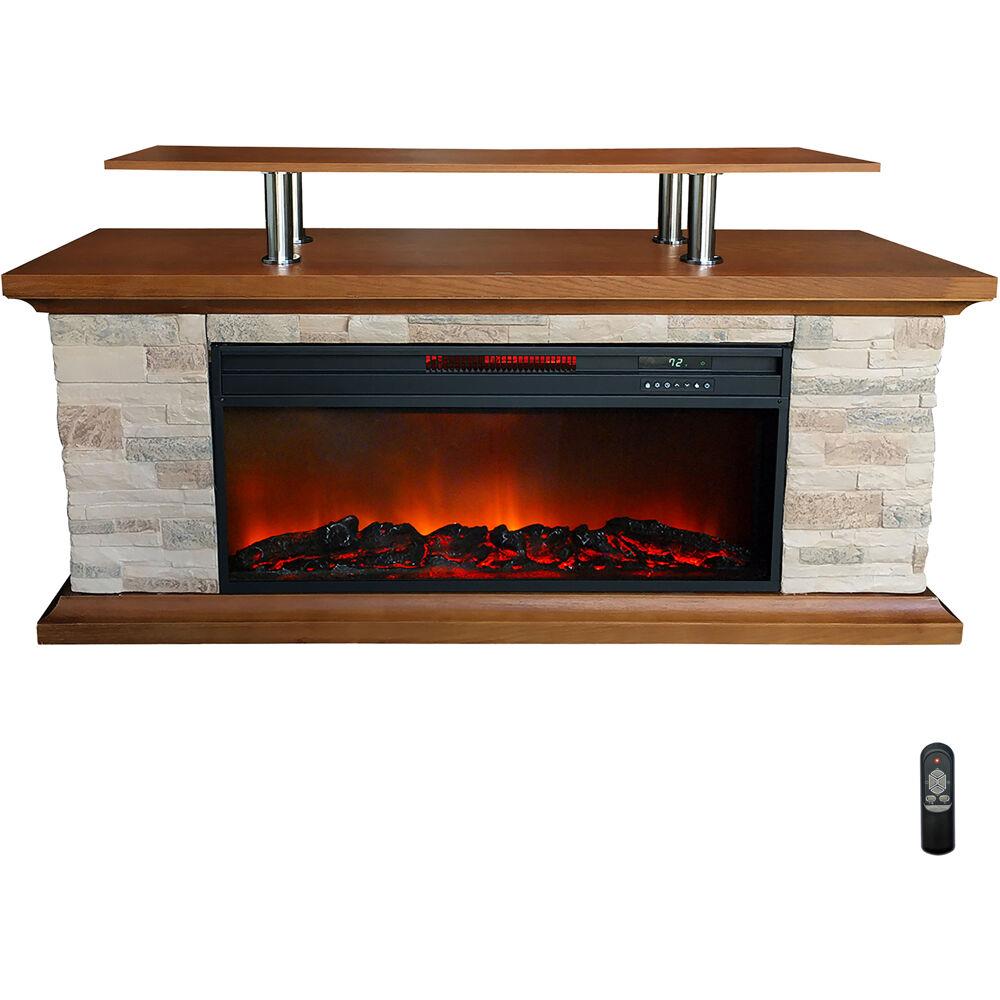 Lifesmart 60-in. Faux Stone Media Fireplace Heater with Remote Control