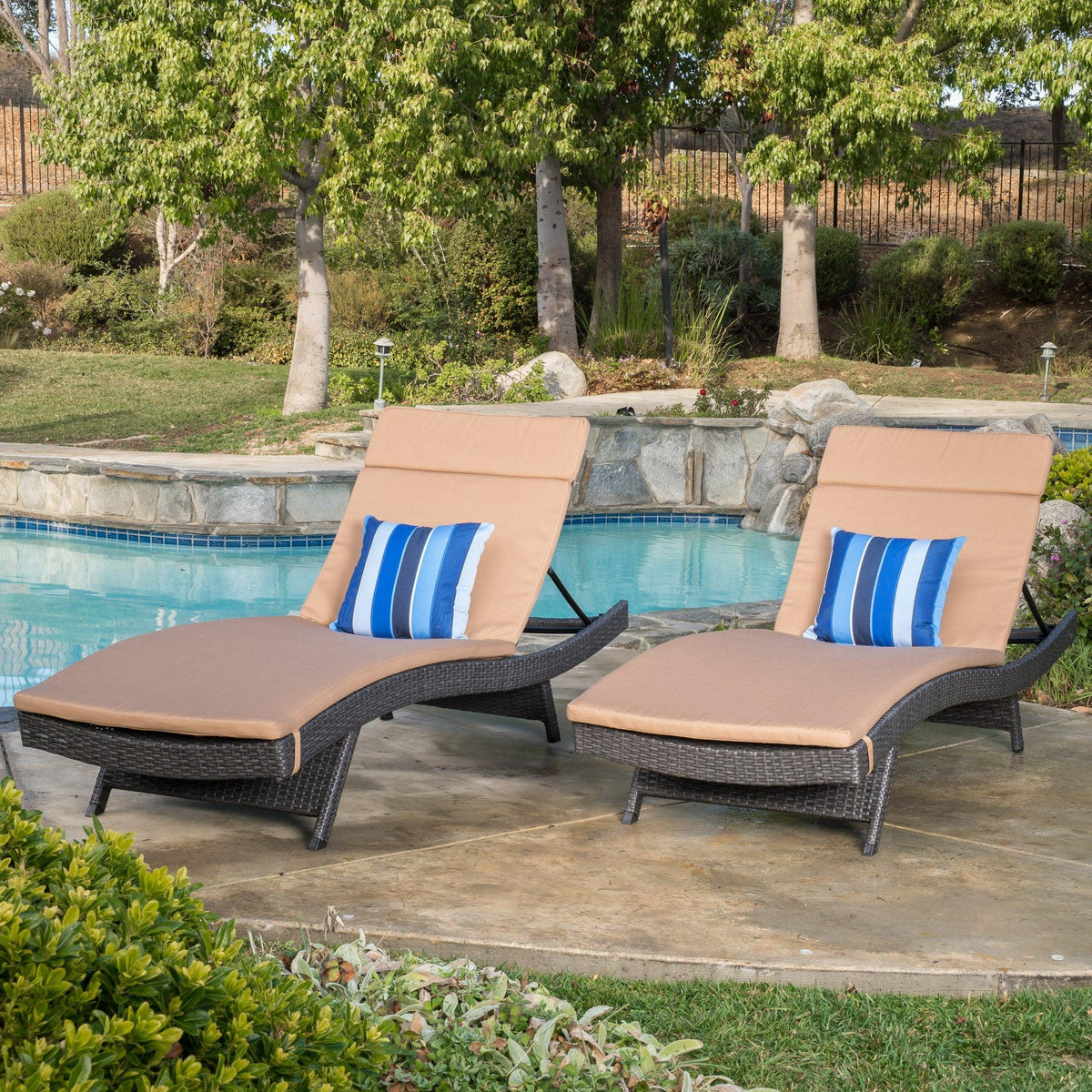 Stark Home Anthony Outdoor Adjusting Chaise Lounge Chairs (2)