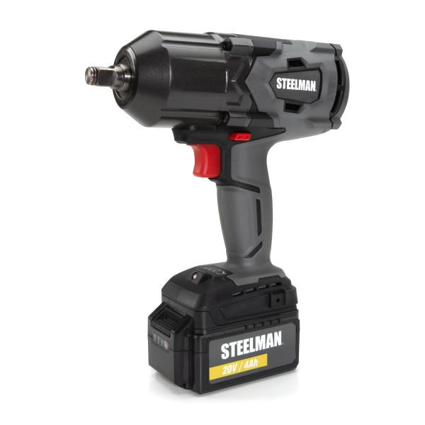 JS Products Steelman 20V Cordless 1/2" Drive Brushless Impact Wrench Bundle