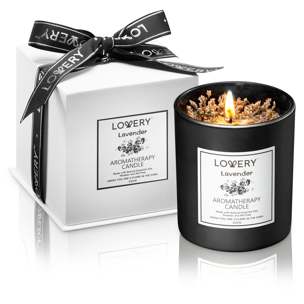 Lovery Lavender Scented Candle W/ Dried Flowers