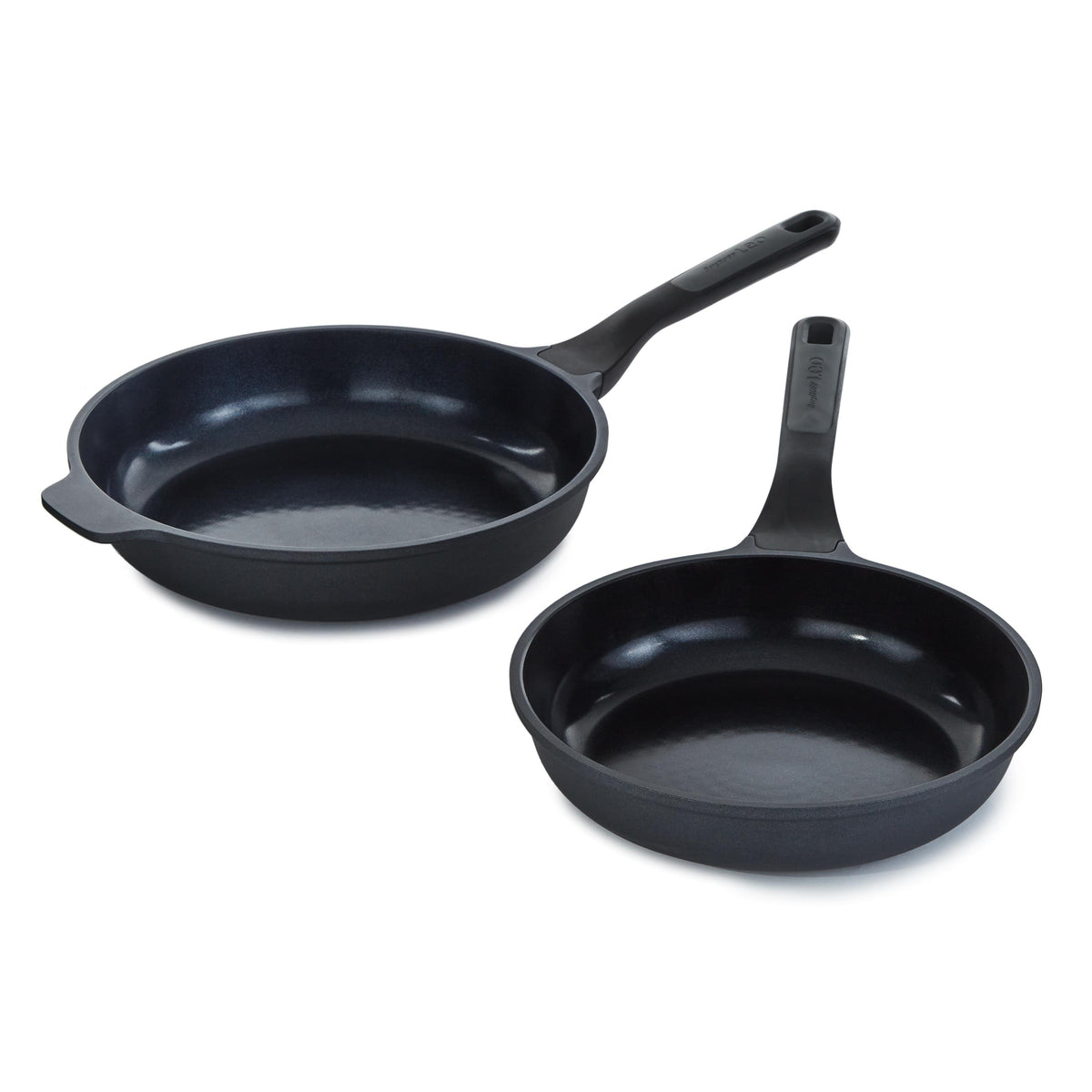 BergHOFF Leo Stone+ Ceramic Non-Stick Recycled Cast Aluminum 2pc FP Set. 10 & 11"