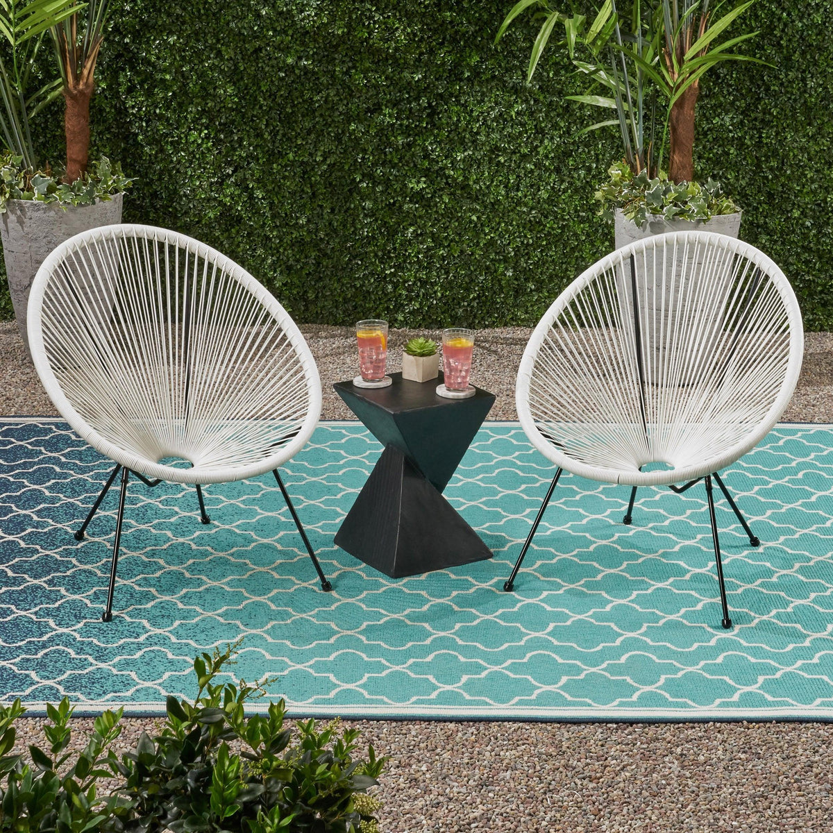 Stark Home Major Outdoor Hammock Weave & Steel Chair Set (2)