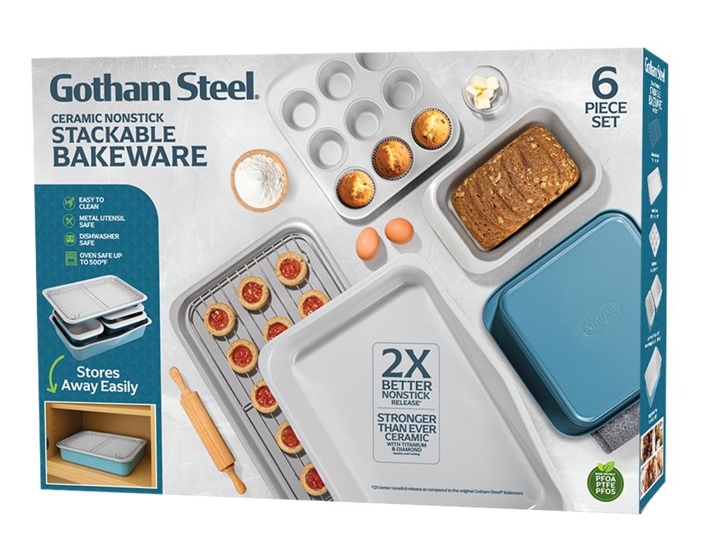 Gotham Steel Cookware Stackable Bakeware Set Size 6 pieces