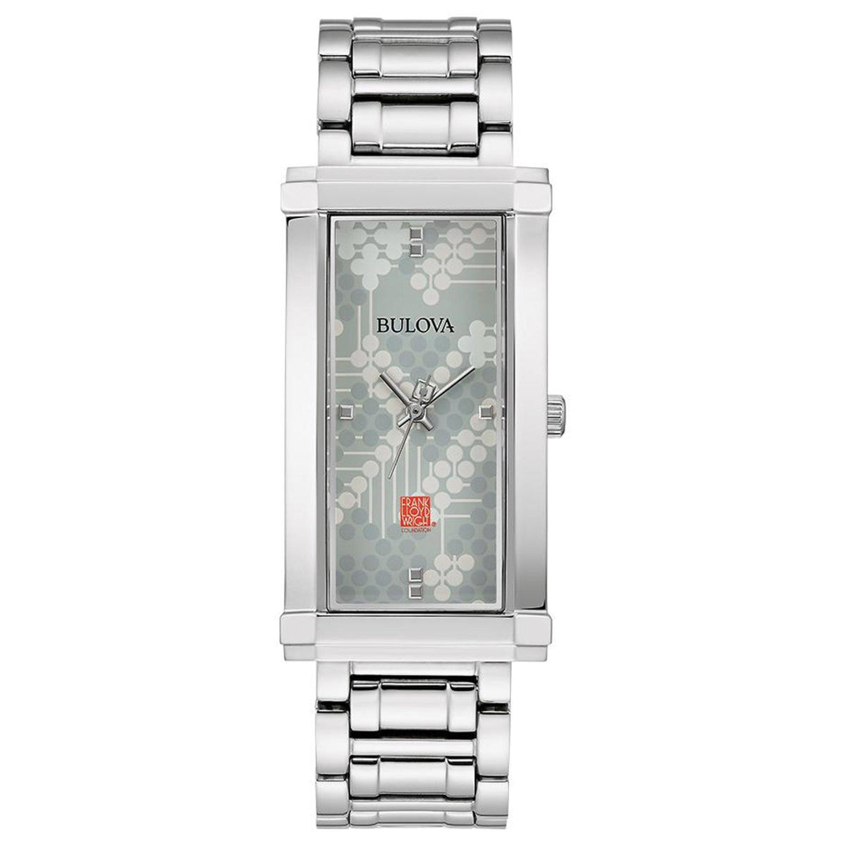 Frank Lloyd Wright Ladies' Pattern #106 Silver-Tone Stainless Steel Rectangular Watch Gray Dial