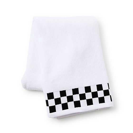 MacKenzie-Childs bath towel with mocha check border