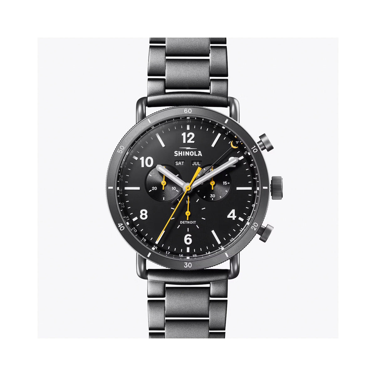 Shinola Mens' Canfield Sport Chronograph Gunmetal PVD Stainless Steel Watch Black Dial