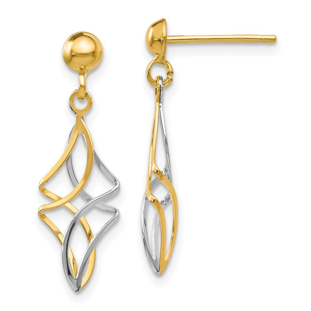 Distinctive 14k Two-tone Post Dangle Earrings