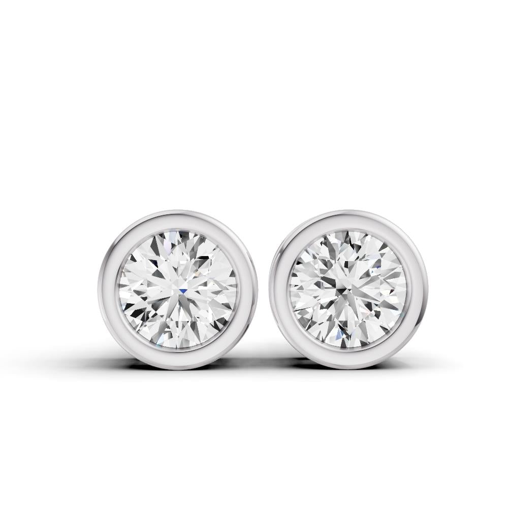 Prestige Boutique Diamonds Lab Bezel Diamond Solitaire Earrings Size 1 CT