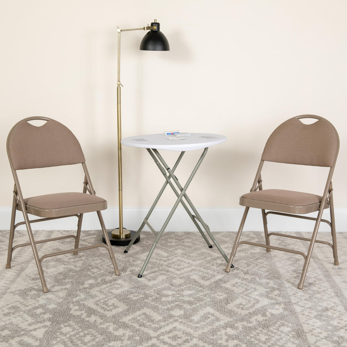 Flash Furniture 2PK Ultra-Premium Triple Braced Navy Fabric Folding Chair with Easy-Carry Handle
