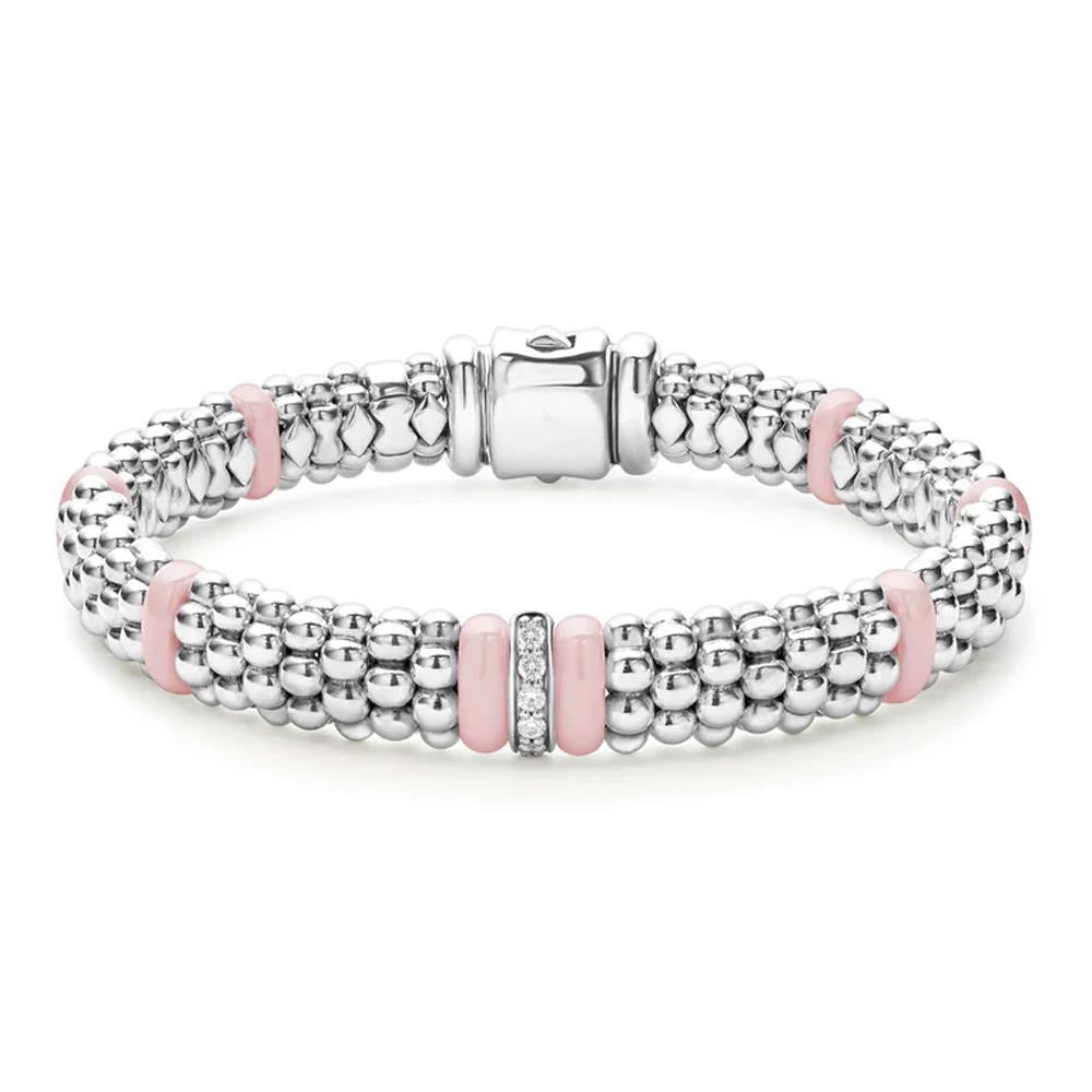 Lagos Single Station Diamond Caviar Bracelet Size 6.25"-6.75