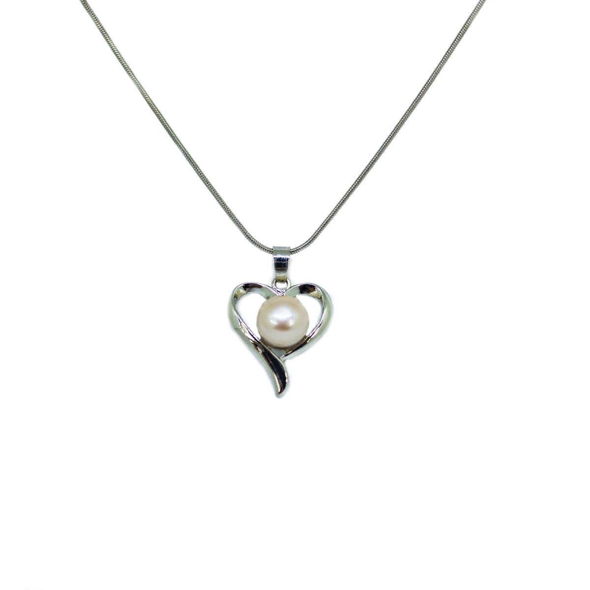 Completely Bella Sterling Silver Freshwater Pearl Heart Necklace