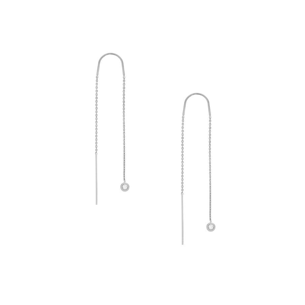 HAWLEY ST 1/20tcw Diamond Bezel Threader Earrings