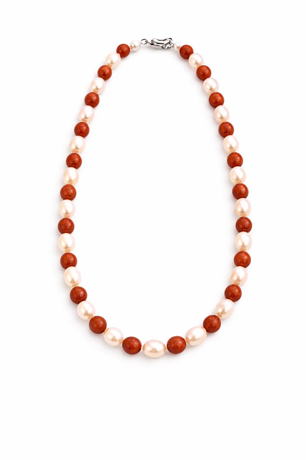 Completely Bella Latonia Cabella Pearl and Red Jasper Necklace
