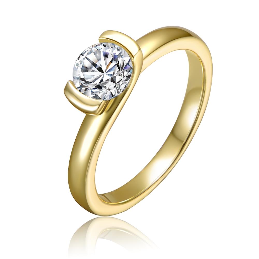 GENEVIVE 14K Yellow Gold Plated Solitaire Ring Size 6