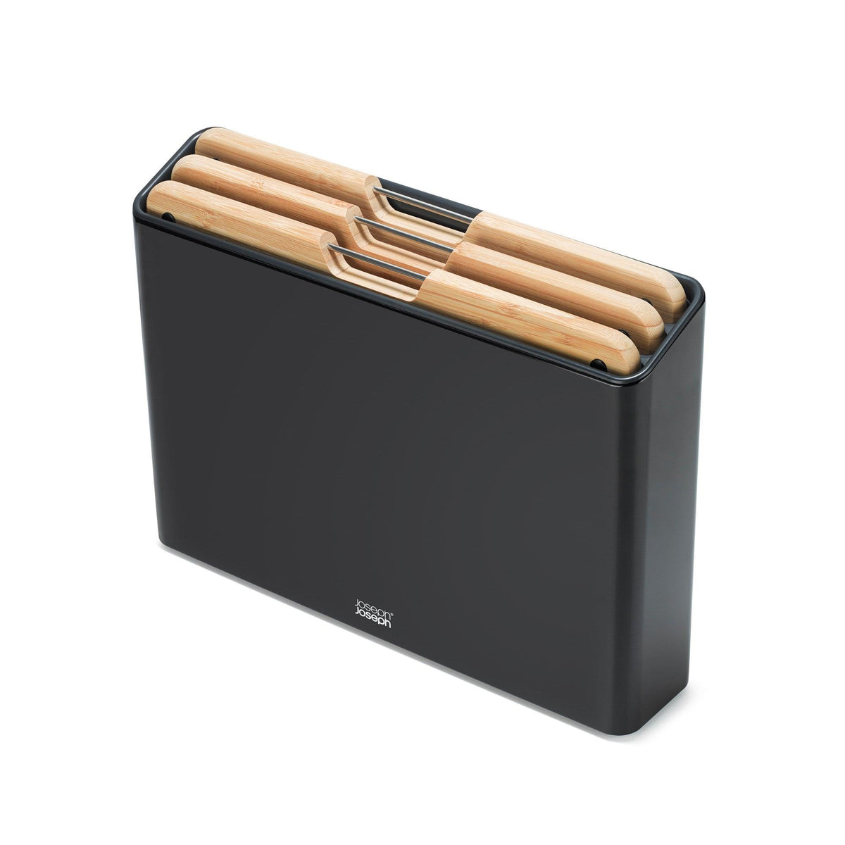 Joseph Joseph Folio Steel 3pc Bamboo Cutting Board Set w/ Stainless Steel Case Black