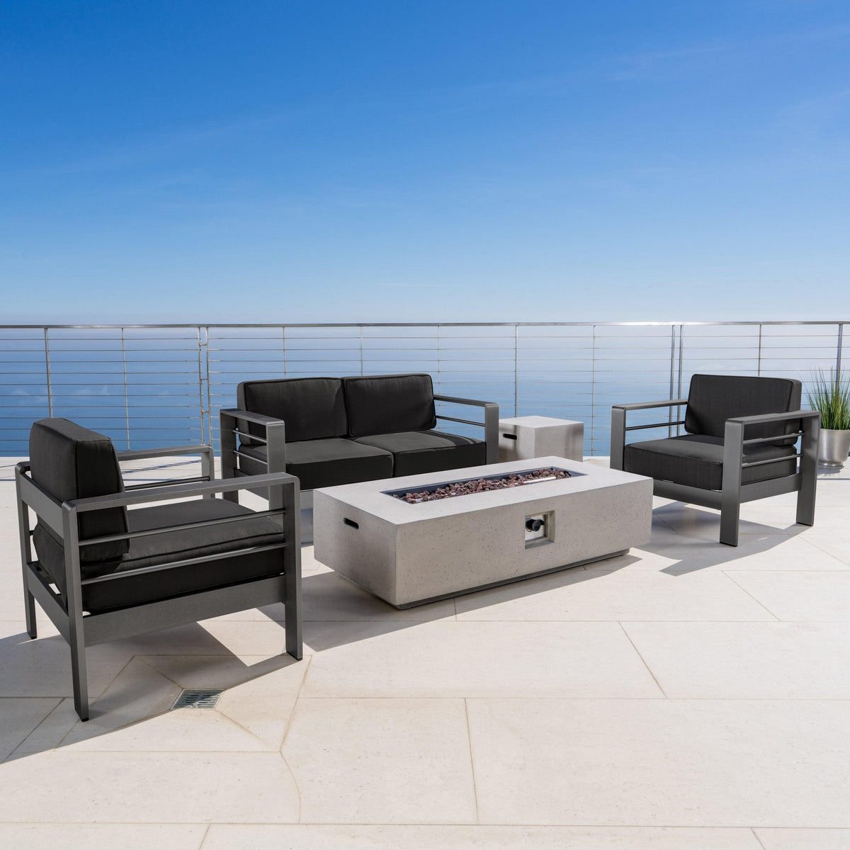 Stark Home Cape Coral Outdoor 4-Seat Chat Set With Fire Table