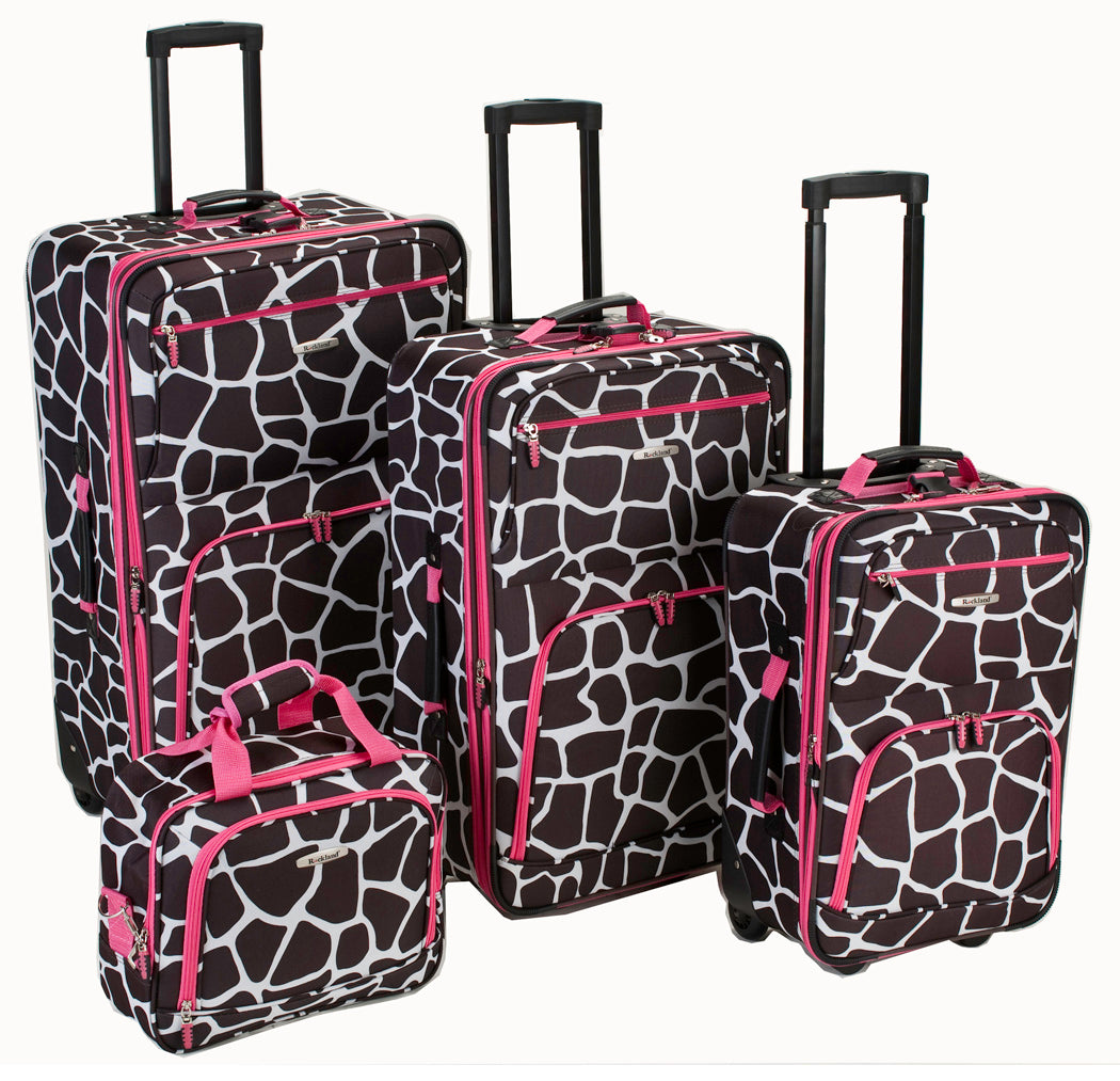 Rockland Luggage Fashion, 4 pc. Set - Pink Giraffe
