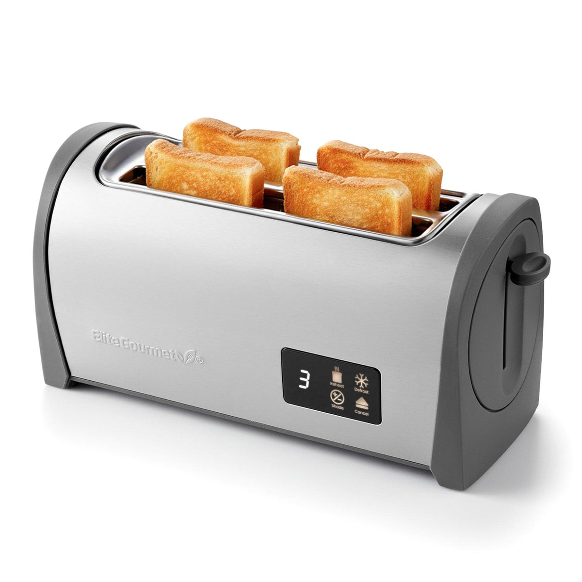 Elite Gourmet 4 Slice Digital Long Slot Toaster w/ Wide Slots