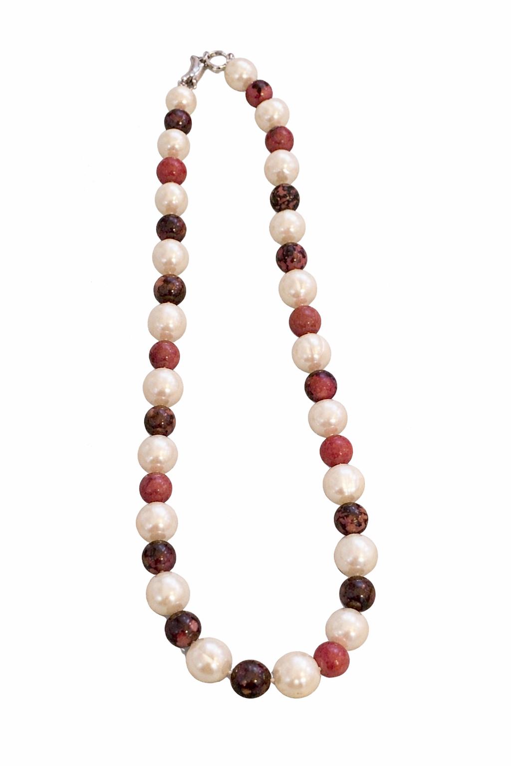 Completely Bella Latonia Cabella Pearl and Rhodonite Necklace