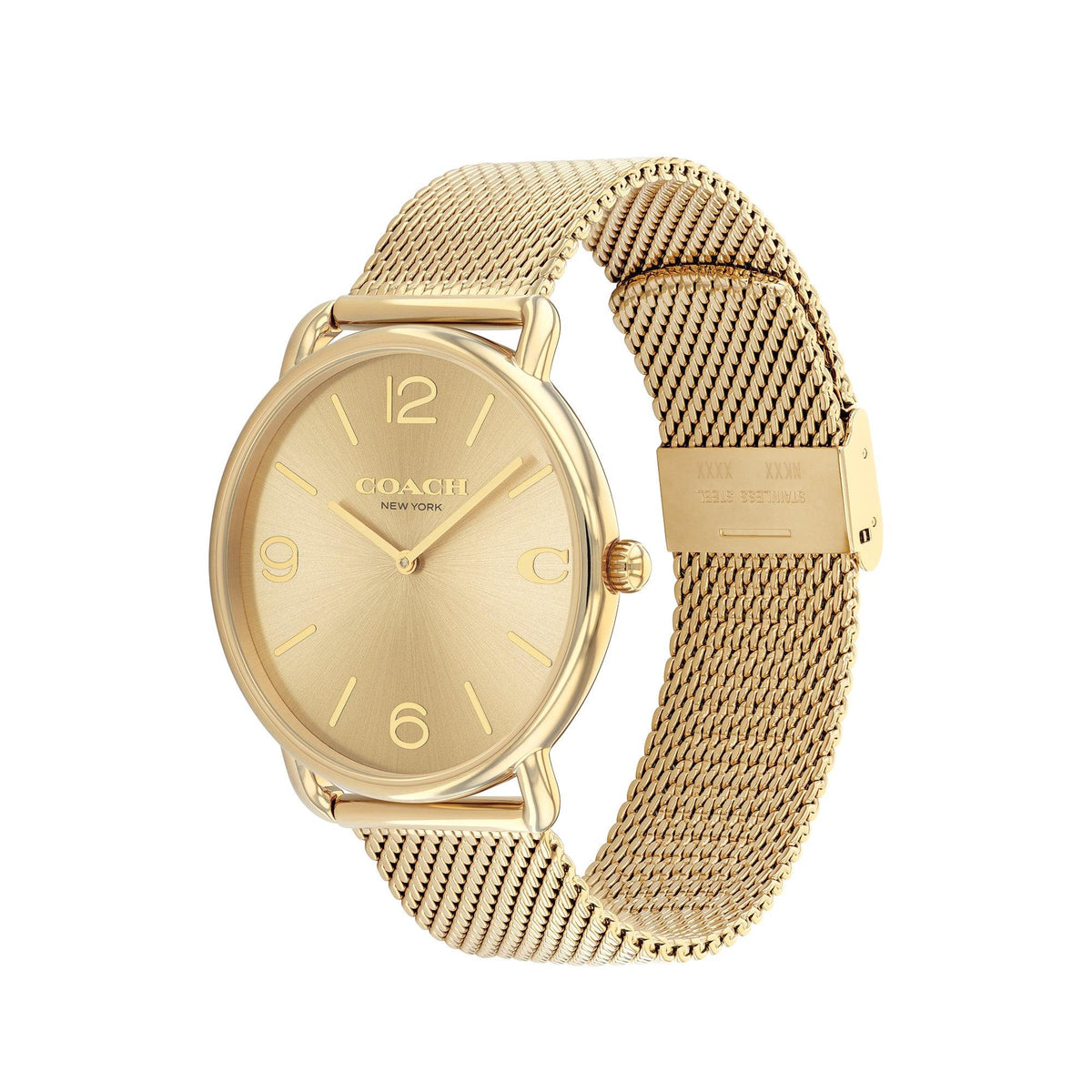 Coach Men's Elliot Gold-Tone Stainless Steel Mesh Watch Gold Dial