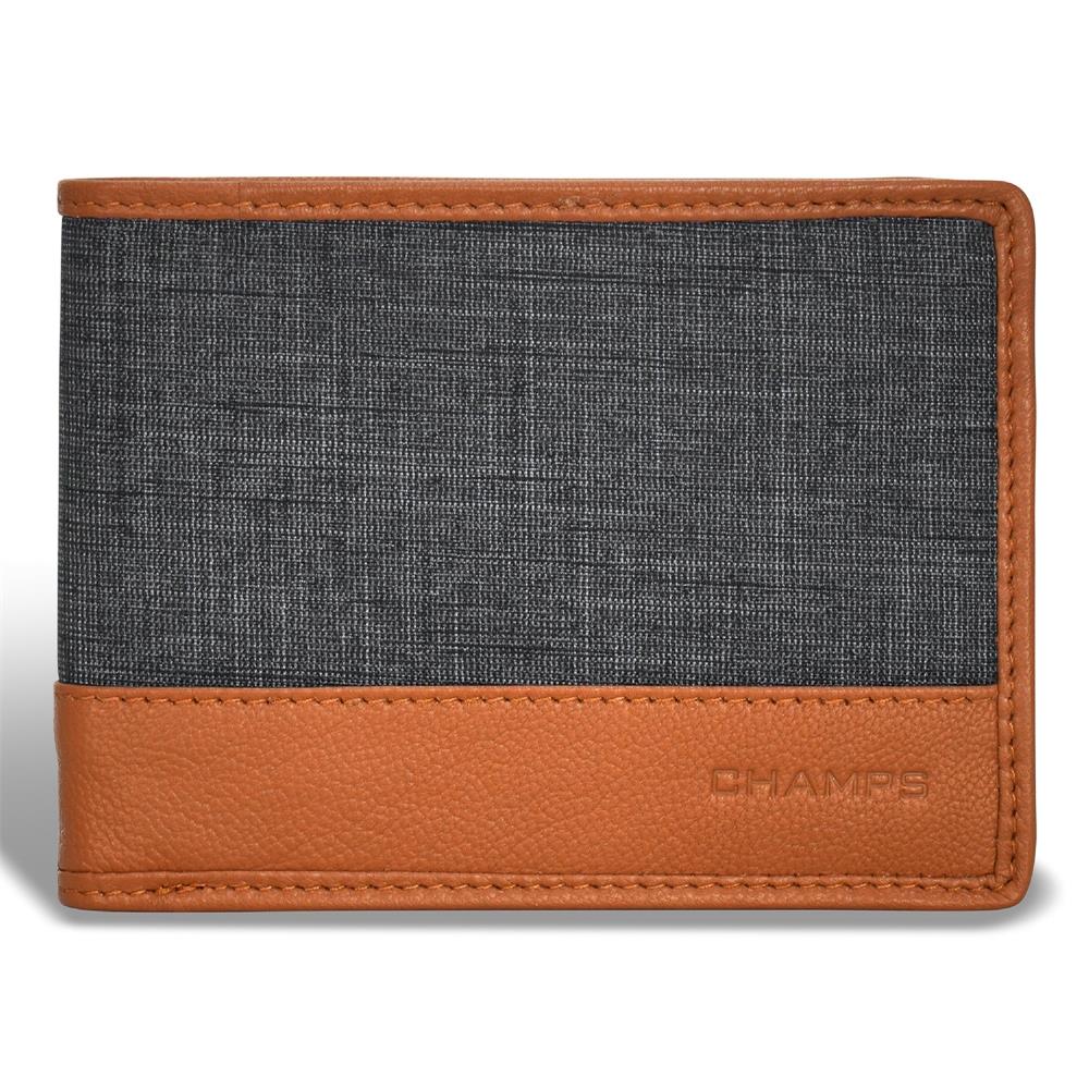 Champs Luggage Denim Leather Bi-Fold Wallet Size 4.5" x 3.25"