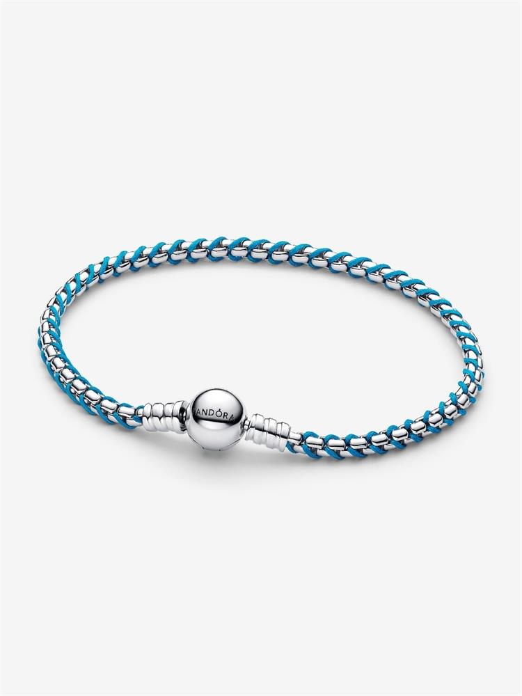 Pandora Blue Cord Box Chain Bracelet Size 7.1"