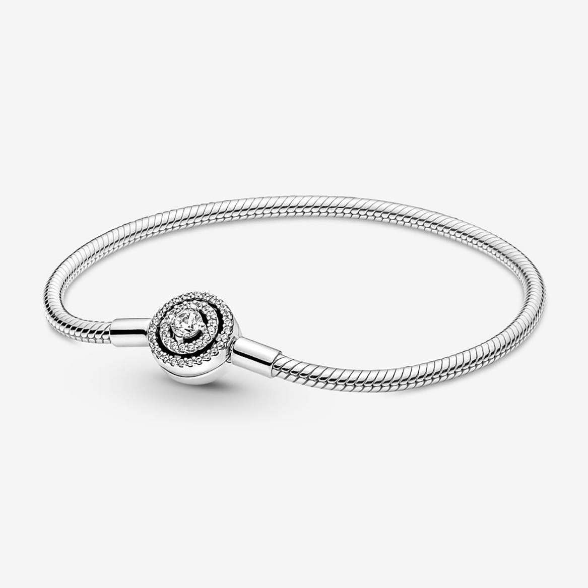 Pandora Moments Halo Snake Chain Bracelet Size 7.5"