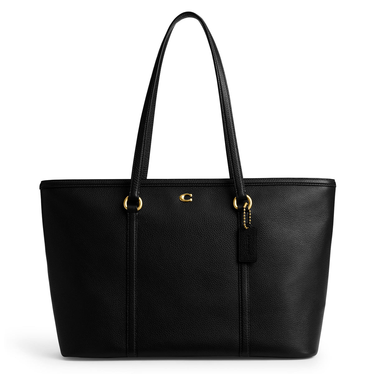 COACH Refined Pebble Leather Legacy Zip Tote - Black/Brass