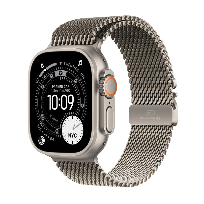 Apple Watch Ultra 3 GPS + Cellular 49mm Natural Titanium Case with Natural Titanium Milanese Loop - M