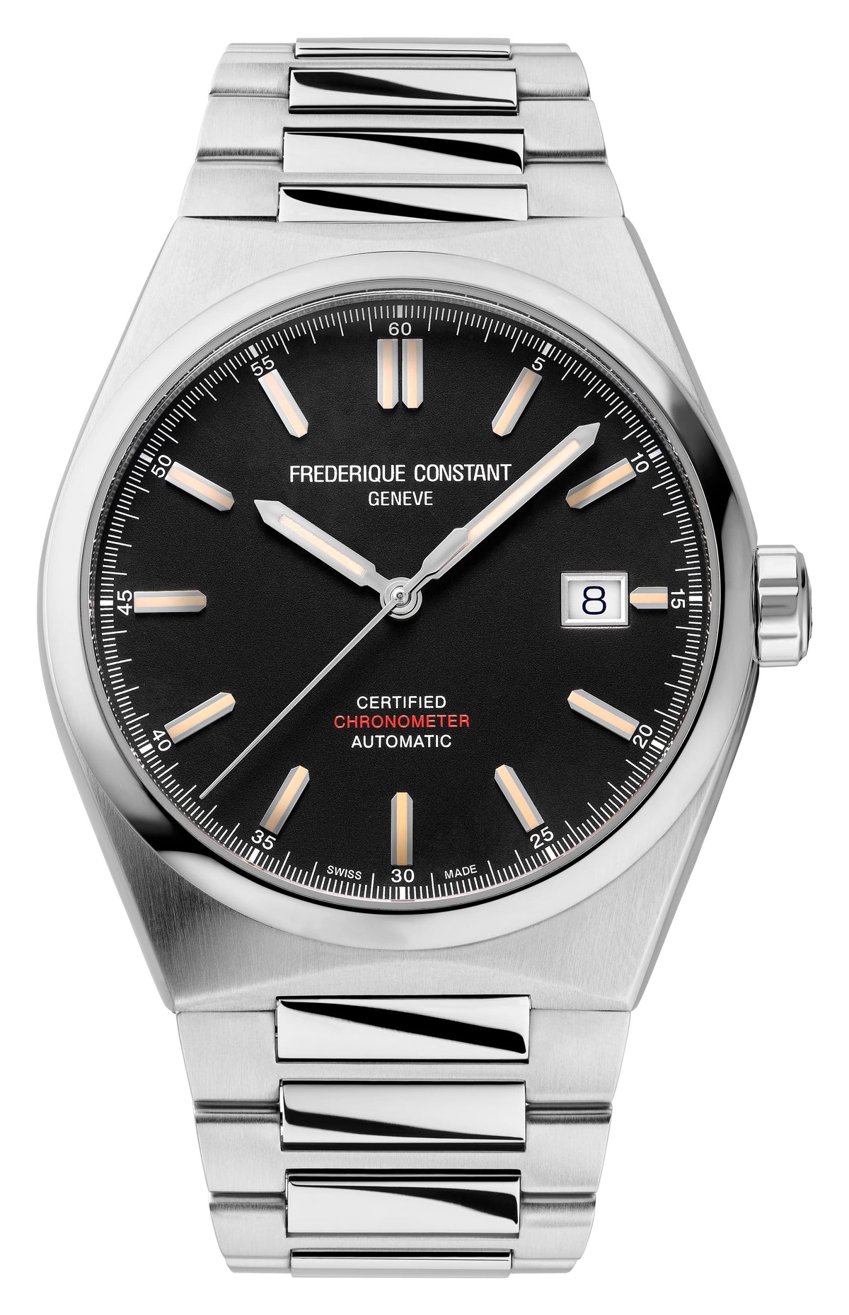 Men's Frederique Constant HIGHLIFE AUTOMATIC Stainless Steel Bracelet watch, Black dial