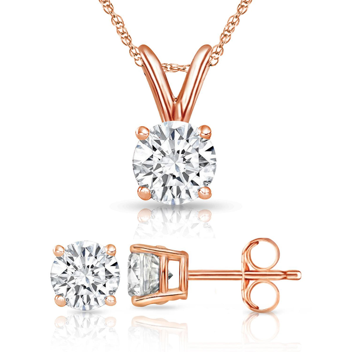 PARIKHS Round Prestige Diamond Set 14K Rose Gold 0.10ct IJ Color, SI1 Clarity