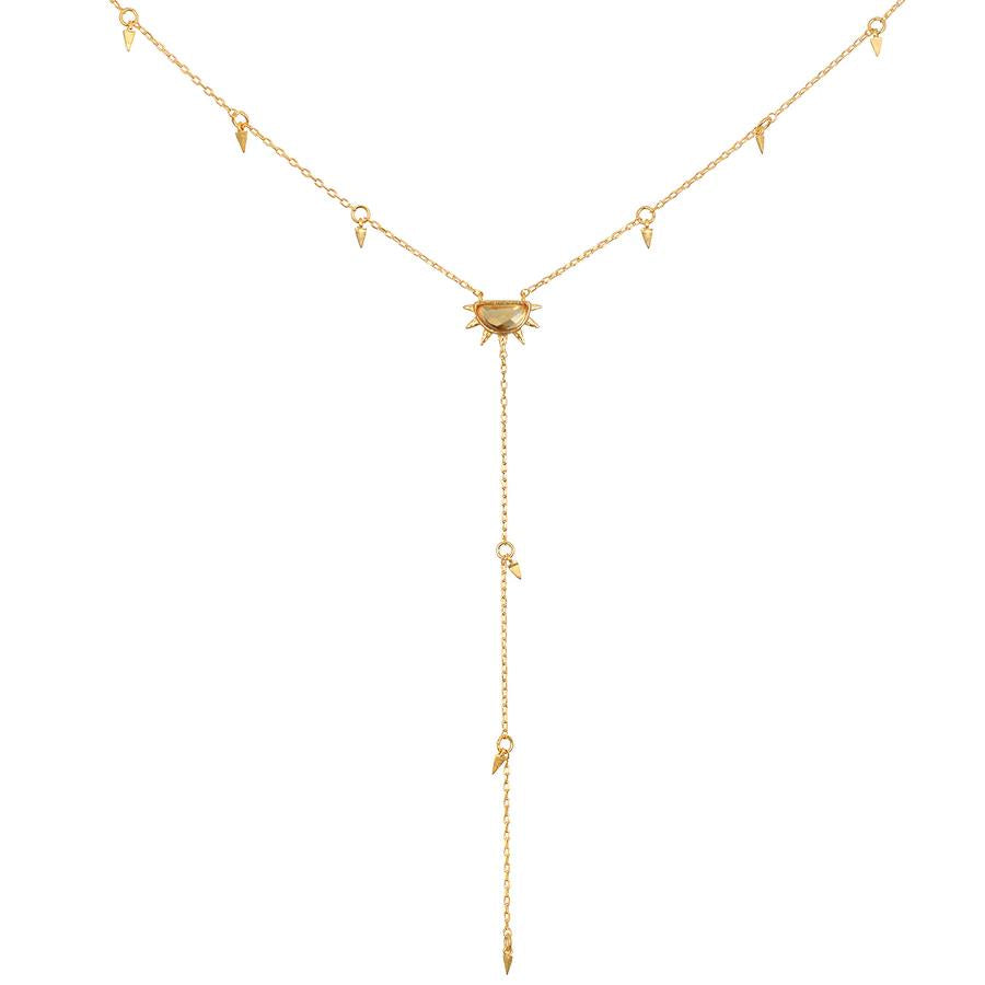 Satya 16" Citrine Sun Lariat Necklace