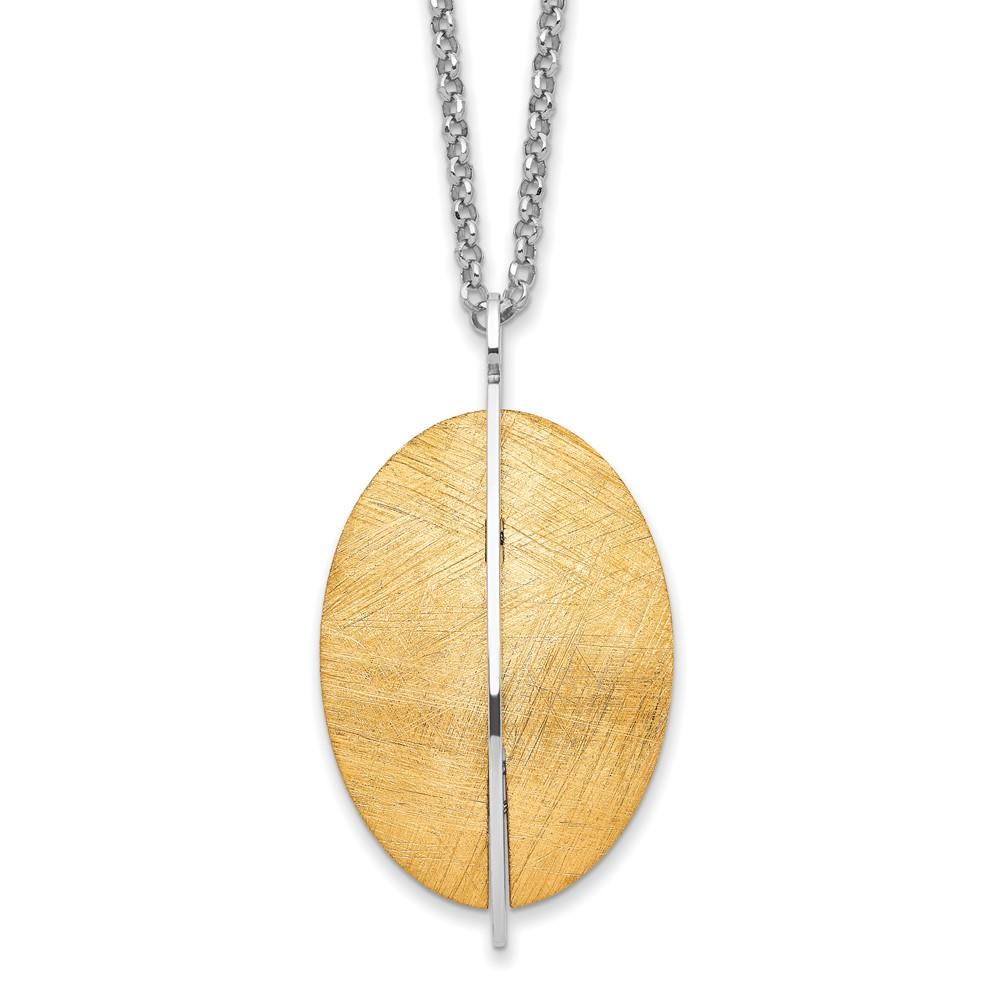 Distinctive Radiant Essence Sterling Silver Rhodium Plated Gold-tone Brushed Necklace