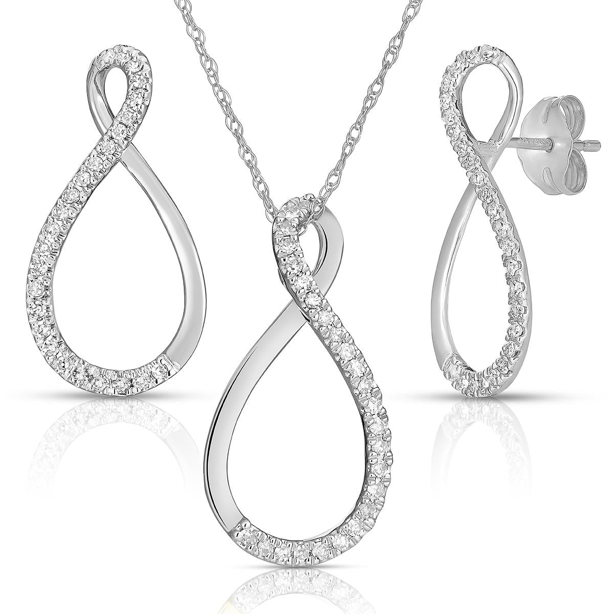 Jilco Inc Diamond Earring & Necklace Set