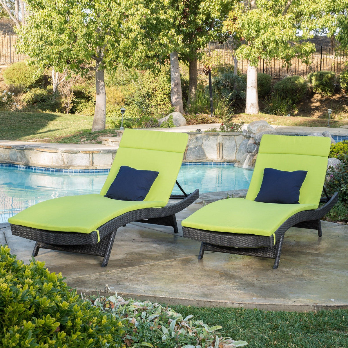 Stark Home Anthony Outdoor Adjusting Chaise Lounge Chairs (2)