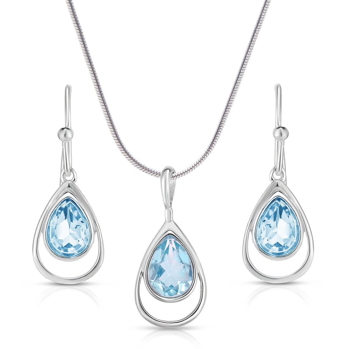 Jilco Inc Blue Topaz Earring & Necklace Set